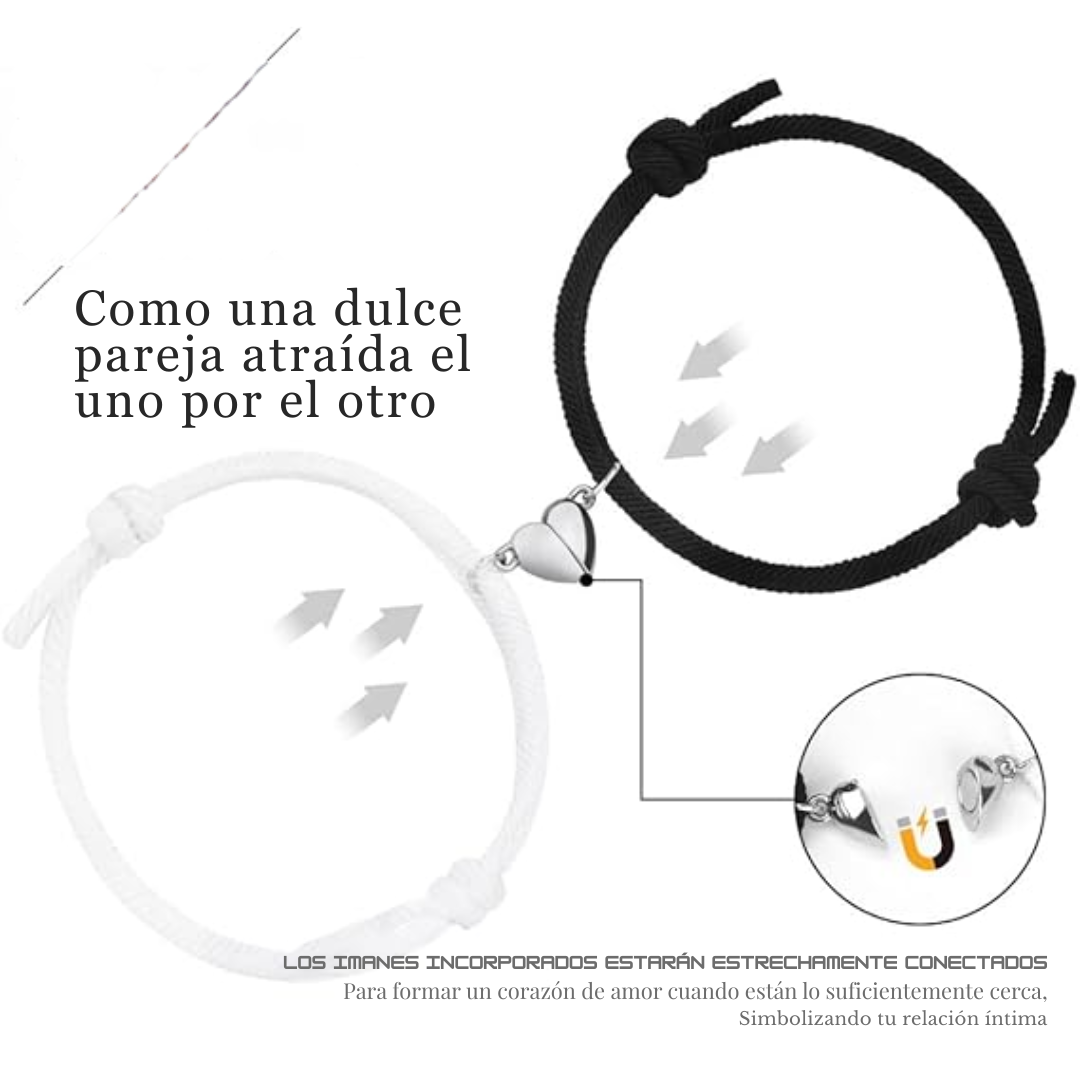 PULSERAS CON IMÁN CORAZÓN PARA PAREJAS